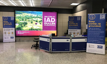 photo of covid testing station in airport